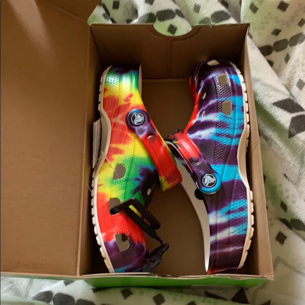 Tye dye crocs